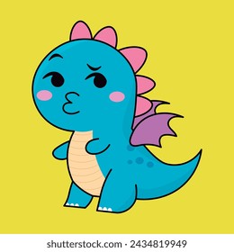 
Cute dragon, drake emotion, emoji, illustration in childish theme and colors, vector collection