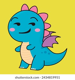 
Cute dragon, drake emotion, emoji, illustration in childish theme and colors, vector collection