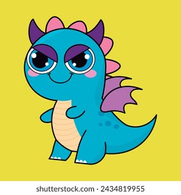 
Cute dragon, drake emotion, emoji, illustration in childish theme and colors, vector collection