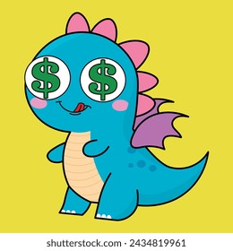 
Cute dragon, drake emotion, emoji, illustration in childish theme and colors, vector collection