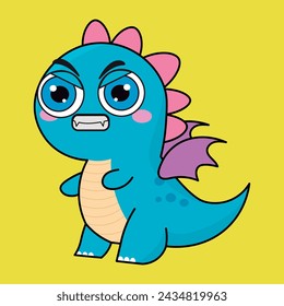 
Cute dragon, drake emotion, emoji, illustration in childish theme and colors, vector collection