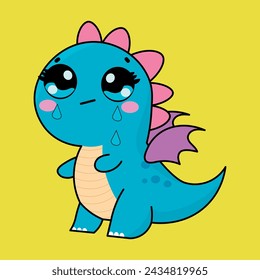 
Cute dragon, drake emotion, emoji, illustration in childish theme and colors, vector collection