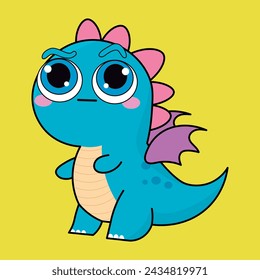 
Cute dragon, drake emotion, emoji, illustration in childish theme and colors, vector collection