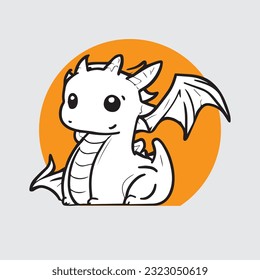 cute dragon drawing child use editable , eps jpg social media use or print out sticker.