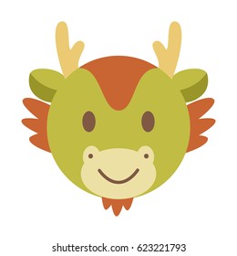 Cute Dragon Face, Chinese Zodiac Vector Cartoon