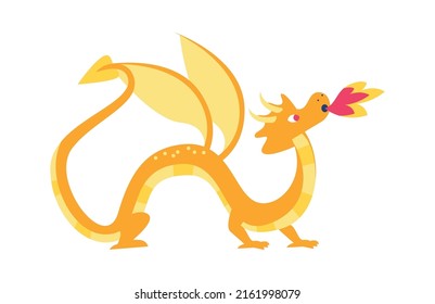 Cute dragon. Fairytale amphibian. Vector illustration