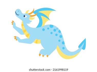 Cute dragon. Fairytale amphibian. Vector illustration