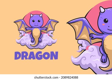 Cute Dragon Fly Mascot Logo Template Vector