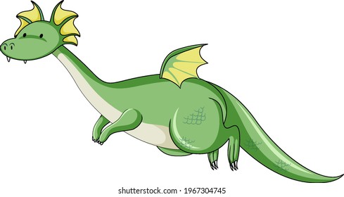 Cute dragon flying cartoon character isolated on white background illustration