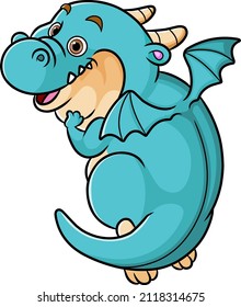 The cute dragon is flying and looking for something of illustration