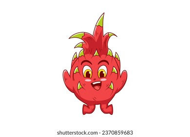 Cute Dragon Fruit Character Design Illustration