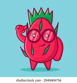 Cute dragon Fruit mascot with nerd gesture isolated cartoon vector illustration 
