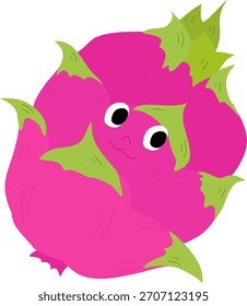 Cute Dragon fruit with smiling face cartoon