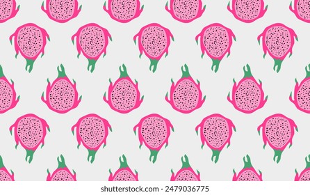 Cute dragon fruits pattern background vector design