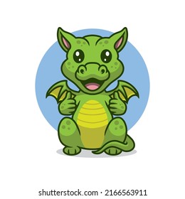 Cute dragon giving thumbs up cartoon premium vector The Concept of Isolated Technology. Flat Cartoon Style Suitable for Landing Web Pages, Banners, Flyers, Stickers, Cards