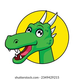 Cute dragon head cartoon logo template