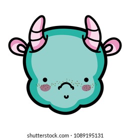 cute dragon head with horns style