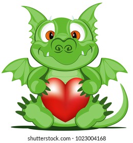 Cute dragon with a heart.
