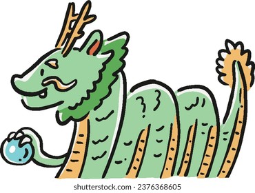 Cute dragon illustration New Year's card material 2024