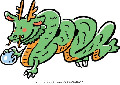 Cute dragon illustration New Year's card material 2024