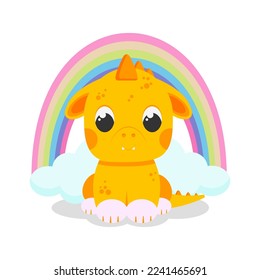 Cute dragon, isolated, vector illustration