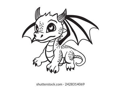 Cute dragon, Kids dragon, Cute mythical animal, Cartoon Dragon, Kids Dragon, Clipart, Vector, Fantasy creature, Children's illustration, Whimsical, Adorable 