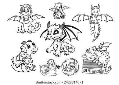 Cute dragon, Kids dragon, Cute mythical animal, Cartoon Dragon, Kids Dragon, Clipart, Vector, Fantasy creature, Children's illustration, Whimsical, Adorable 