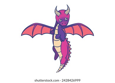 Cute dragon, Kids dragon, Cute mythical animal, Cartoon Dragon, Kids Dragon, Vector, Fantasy creature, Children's illustration, Whimsical, Adorable