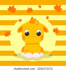 Dragón con hojas, ilustración vectorial