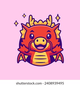 Cute Dragon Logo Cartoon Vector Icon Illustration. Animal Holiday Icon Concept Isolated Premium Vector. Flat Cartoon Style