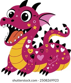 Un lindo logotipo de Dragón con fondo blanco 