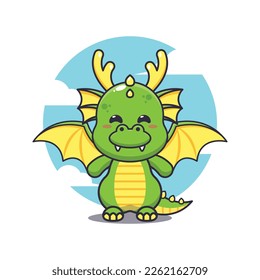 Cute dragon mascot cartoon vector illustration. Vector cartoon Illustration suitable for poster, brochure, web, mascot, sticker, logo and icon.