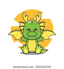 Cute dragon mascot cartoon vector illustration. Vector cartoon Illustration suitable for poster, brochure, web, mascot, sticker, logo and icon.