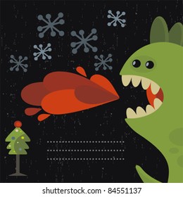 Cute dragon new year card. Background in vector.