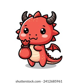 cute dragon with packet money cartoon vector illustration