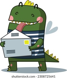 el tierno dragón envía una carta en un sobre