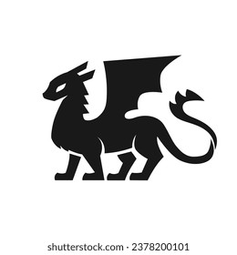 Cute Dragon Silhouettes Character Cartoon Vector Illustration