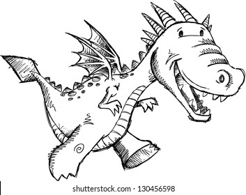 Cute Dragon Sketch Vector Art