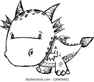 Cute Dragon Sketch Vector Art