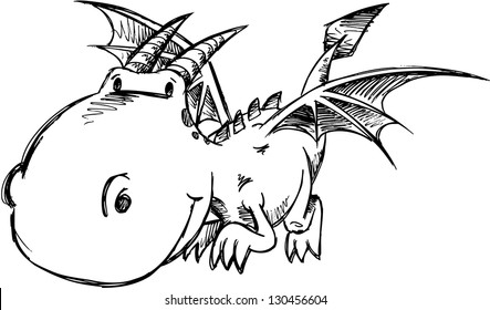 Cute Dragon Sketch Vector Art