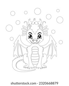 Cute dragon sketch. Vector illustration