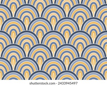 Cute dragon skin scale vector seamless ornament. Multicolored fishscale texture. Fabric dragon squama print. Dreamy animal scale background. Japanese stylized pattern.