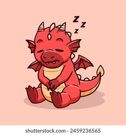 Cute Dragon Sleeping Cartoon Vector Icon Illustration. Animal Nature Icon Concept Isolated Premium Vector. Flat Cartoon Style