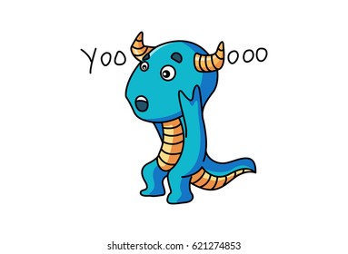 Cute Dragon . Vector Illustration. Isolated on white background.