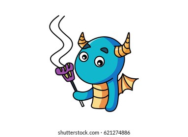 Cute Dragon . Vector Illustration. Isolated on white background.
