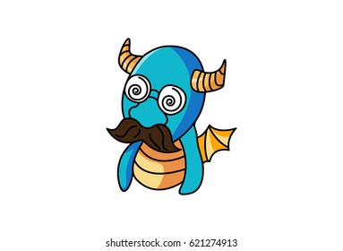 Cute Dragon . Vector Illustration. Isolated on white background.