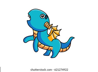 Cute Dragon . Vector Illustration. Isolated on white background.