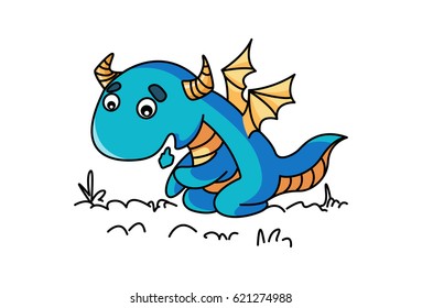 Cute Dragon . Vector Illustration. Isolated on white background.