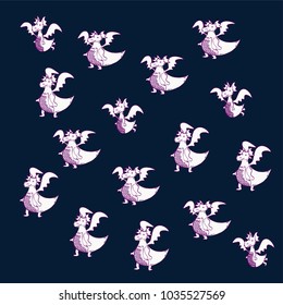 Cute dragon vector illustration on background.