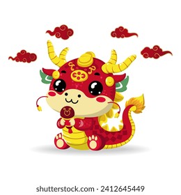 Cute Dragon Vector Illustration Special Chinese New Year